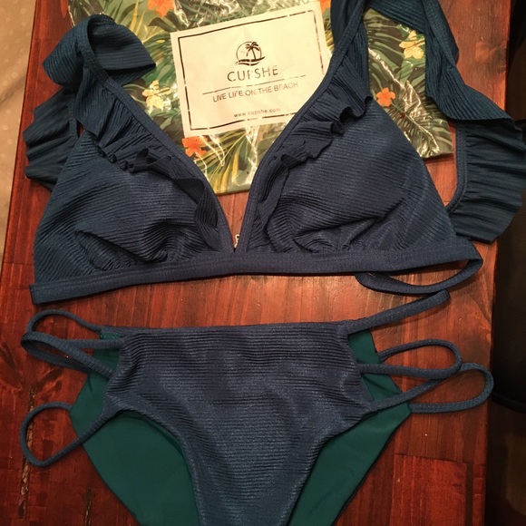 Cupshe Other - NWT Teal Ruffle Cupshe Bikini